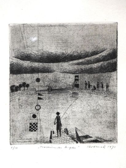 Horst SKODLERRAK (1920-2001)
Scène de pêches.
Eau-forte....