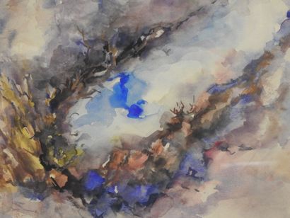 École FRANCAISE - XXeme
Le chemin creux.
Aquarelle....