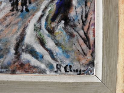 LIMOGES - Attributed to
Snowy landscape
Polychrome...
