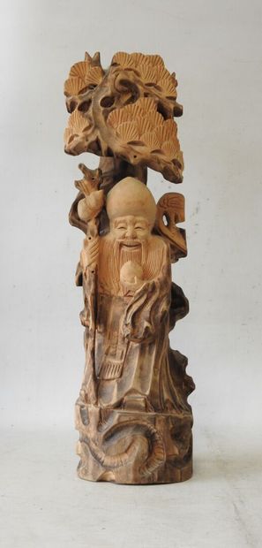 CHINA
Direct-cut sculpture in natural wood...
