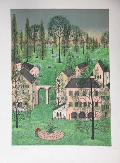 Jacqueline BENOIT (1925-2012)
Le jardinier.
Lithographie...