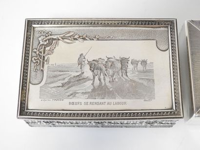 Set of 2 rectangular silver-plated cigarette...