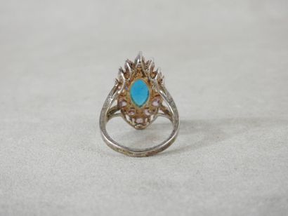 925 silver navette ring set with faceted...