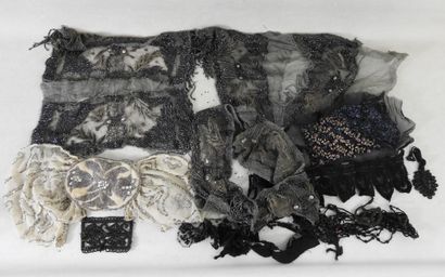Large lot including jet pearls, embroidered...