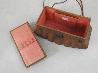 Small brown leather Lorette bag with godrons...