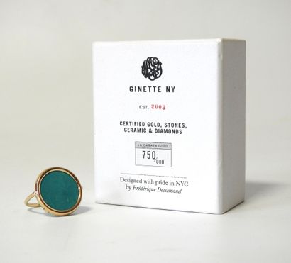 GINETTE NY. 
Disc ring set with a turquoise...