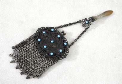 Minaudière purse in silver-plated metal with...
