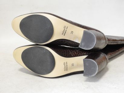 MINELLI
Pair of brown crocodile-style leather...