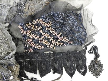 Large lot including jet pearls, embroidered...