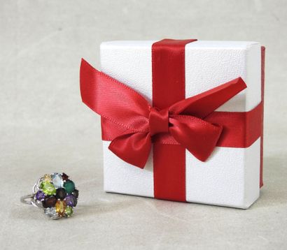 925 silver flower ring set with faceted amethyst,...