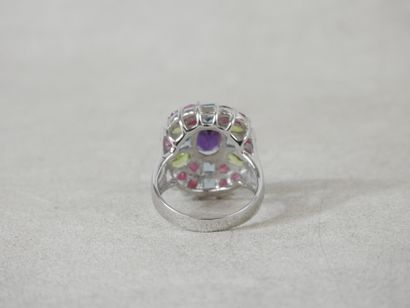 Basket ring set in 925 sterling silver with...