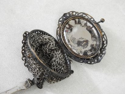 Minaudière purse in silver-plated metal with...