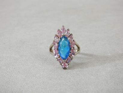 925 silver navette ring set with faceted...