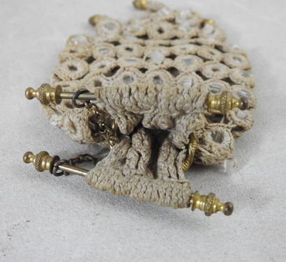 Ball purse, brass mounting, lace mesh with...