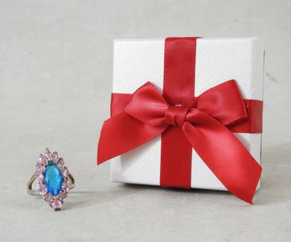 925 silver navette ring set with faceted...