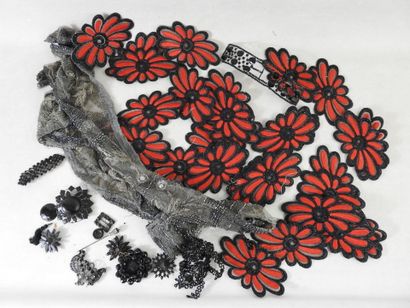 Large lot including jet stone, belt buckle,...