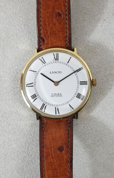 LANCEL
Mixed watch, round case in gilded...