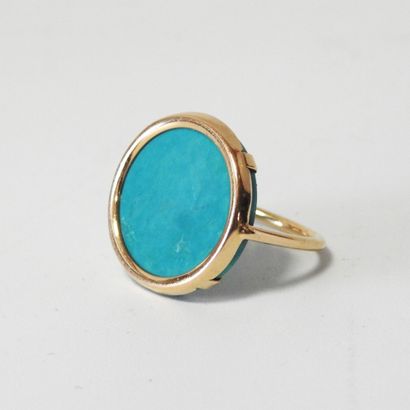 GINETTE NY. 
Disc ring set with a turquoise...