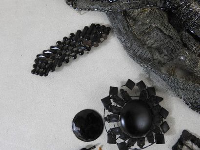 Large lot including jet stone, belt buckle,...