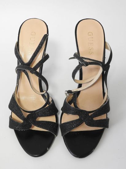 GUESS
Pair of strappy pumps, black glitter...