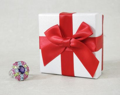 Basket ring set in 925 sterling silver with...