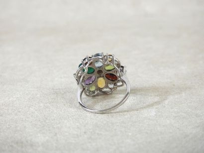 925 silver flower ring set with faceted amethyst,...