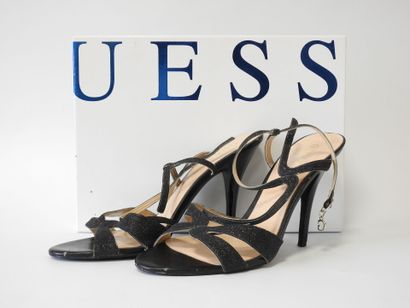 GUESS
Pair of strappy pumps, black glitter...