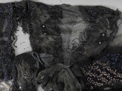Large lot including jet pearls, embroidered...
