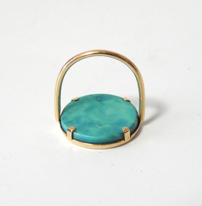 GINETTE NY. 
Disc ring set with a turquoise...