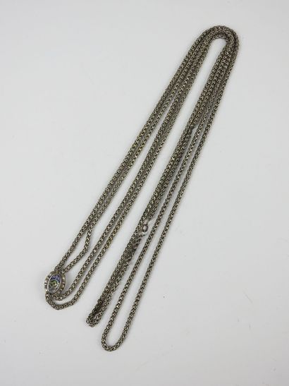 COLLIER SAUTOIR à double rang en argent 925/1000°...