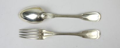 Twelve LARGE silver-plated COUVERTS of the...