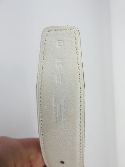 HERMES - Paris. White and brown leather belt...
