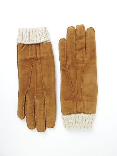 HERMES - Paris. Pair of skin and wool gloves....