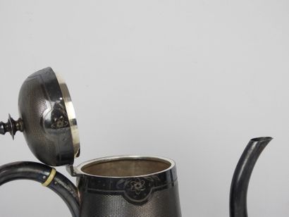 Quadripod silver teapot 925/1000° with guilloché...