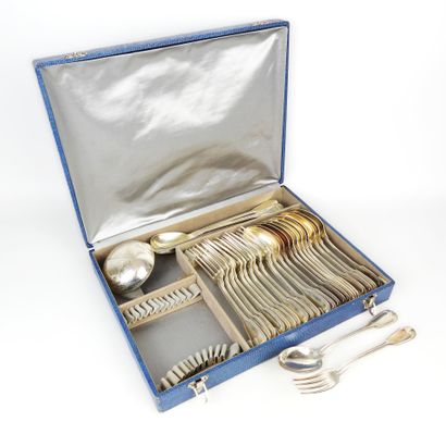 A silver-plated set of cutlery, including...