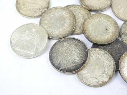 FRANCE. 24 monnaies 10 francs Hercule argent....