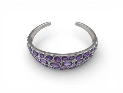 Bracelet jonc en argent 925 millièmes orné...