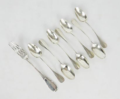 Seven 925/1000° silver COFFEE SPOONS baguette...
