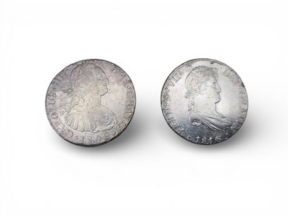 MEXIQUE,
Lot de 2 pièces en argent de 8 réaux,...