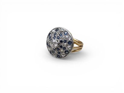 Bague cible en or jaune 750 millièmes et...