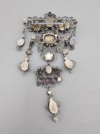 Openwork silver spindle decorated with Rhinestones...