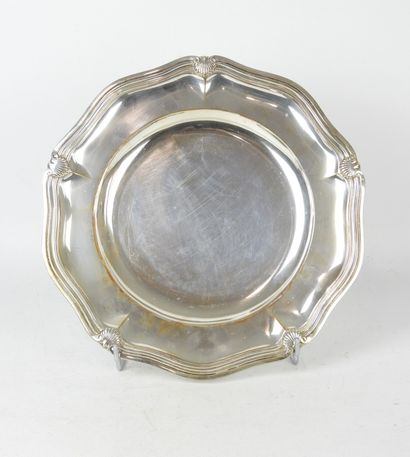 925/1000° silver serving plate with shell...