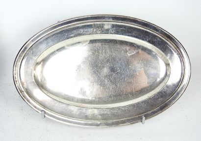 Three silver-plated serving platters, filet...