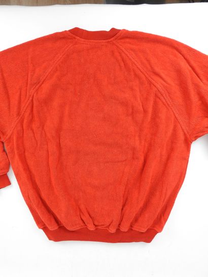 HERMES - Paris. Red cotton sweater decorated...