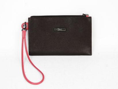 LONGCHAMP - Paris. Brown and pink leather...