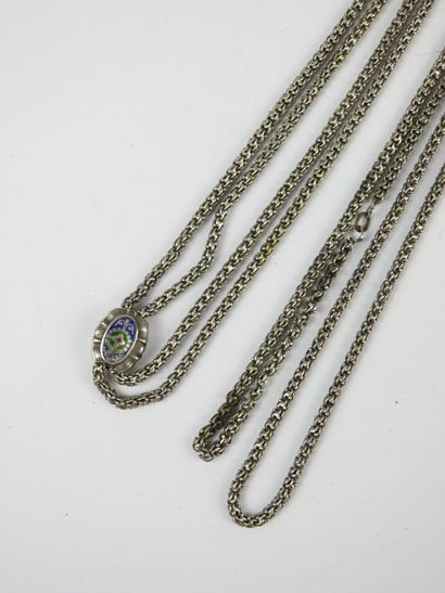 COLLIER SAUTOIR à double rang en argent 925/1000°...