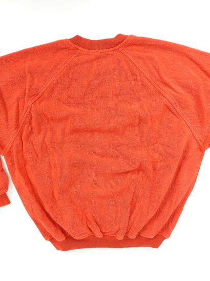 HERMES - Paris. Red cotton sweater decorated...