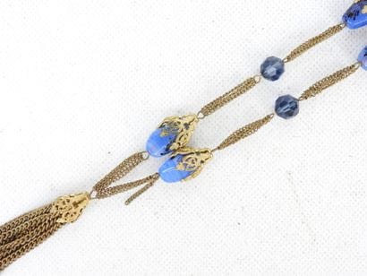 Gilded metal and blue glass beads SAUTOIR....