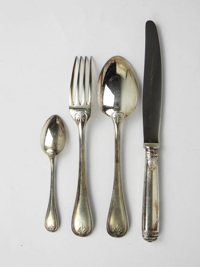 CHRISTOFLE. Set of silver-plated Malmaison-model...