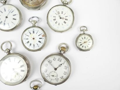 LOT of silver case pocket and collar watches....